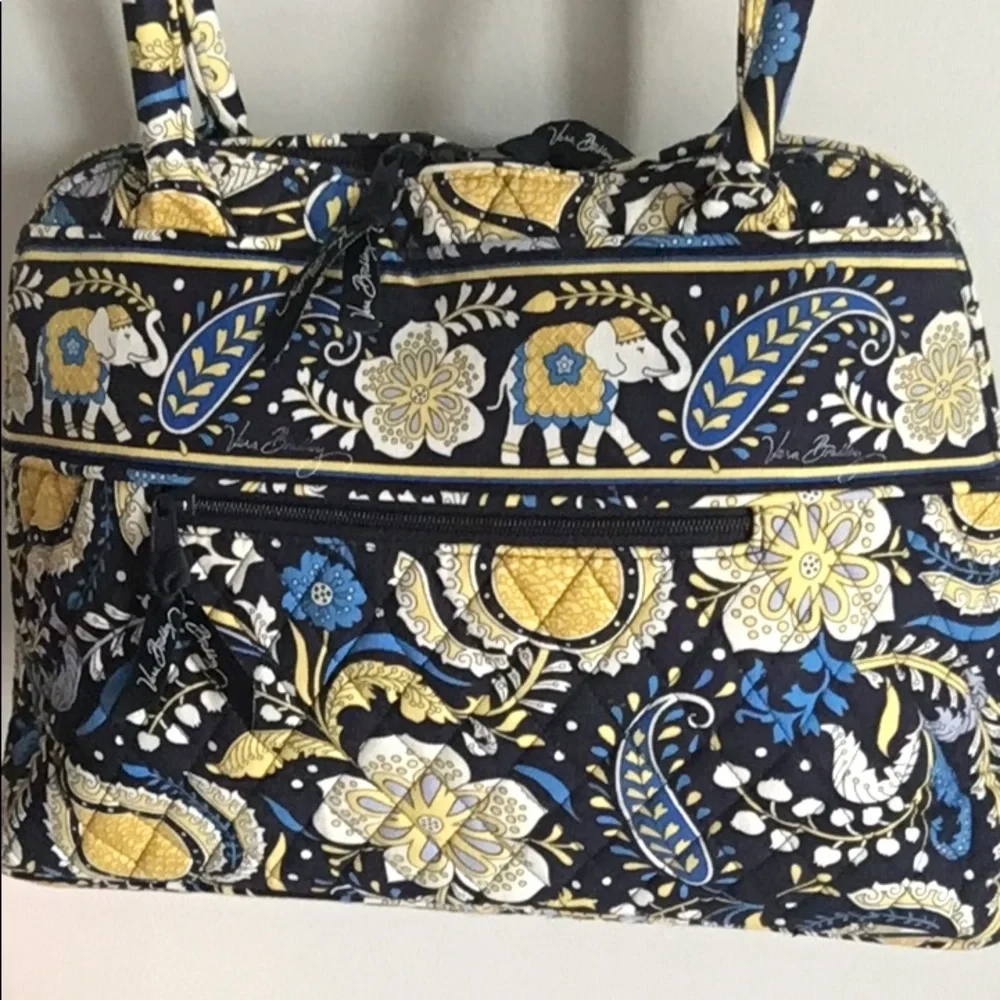 Vera Bradley Eloise Ellie Blue Yellow Paisley Shoulder Carryall Style Bag - Picture 1 of 11